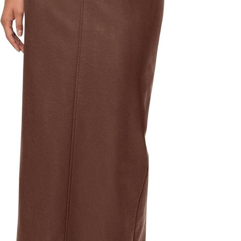 Women's Faux Leather Long Skirt 2025 Fall Trendy Clothes High Waist Dressy Casua